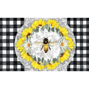 Honey Bee and Flowers Embossed Floor Mat,41em2582