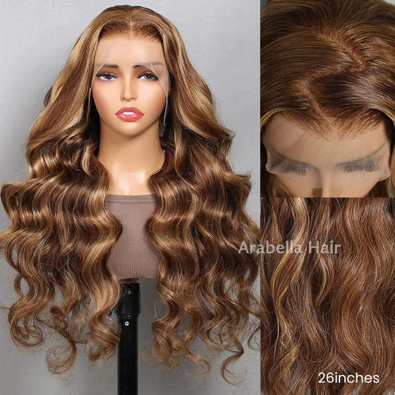 Honey Blonde Piano Highlight Color Body Wave 13x4/6x5 Lace Front Human Hair Wig