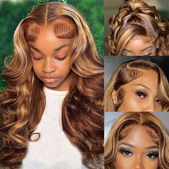 Honey Blonde Piano Highlight Color Body Wave 13x4/6x5 Lace Front Human Hair Wig
