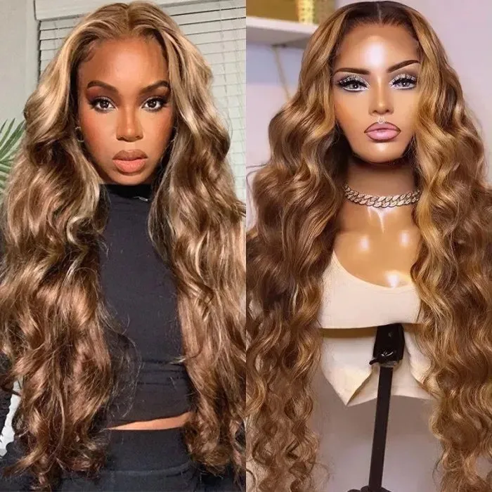 Honey Blonde Piano Highlight Color Body Wave 13x4/6x5 Lace Front Human Hair Wig