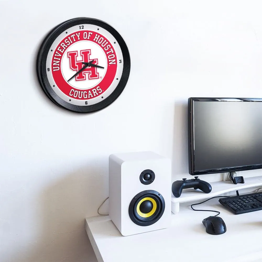 Houston Cougars: Ribbed Frame Wall Clock