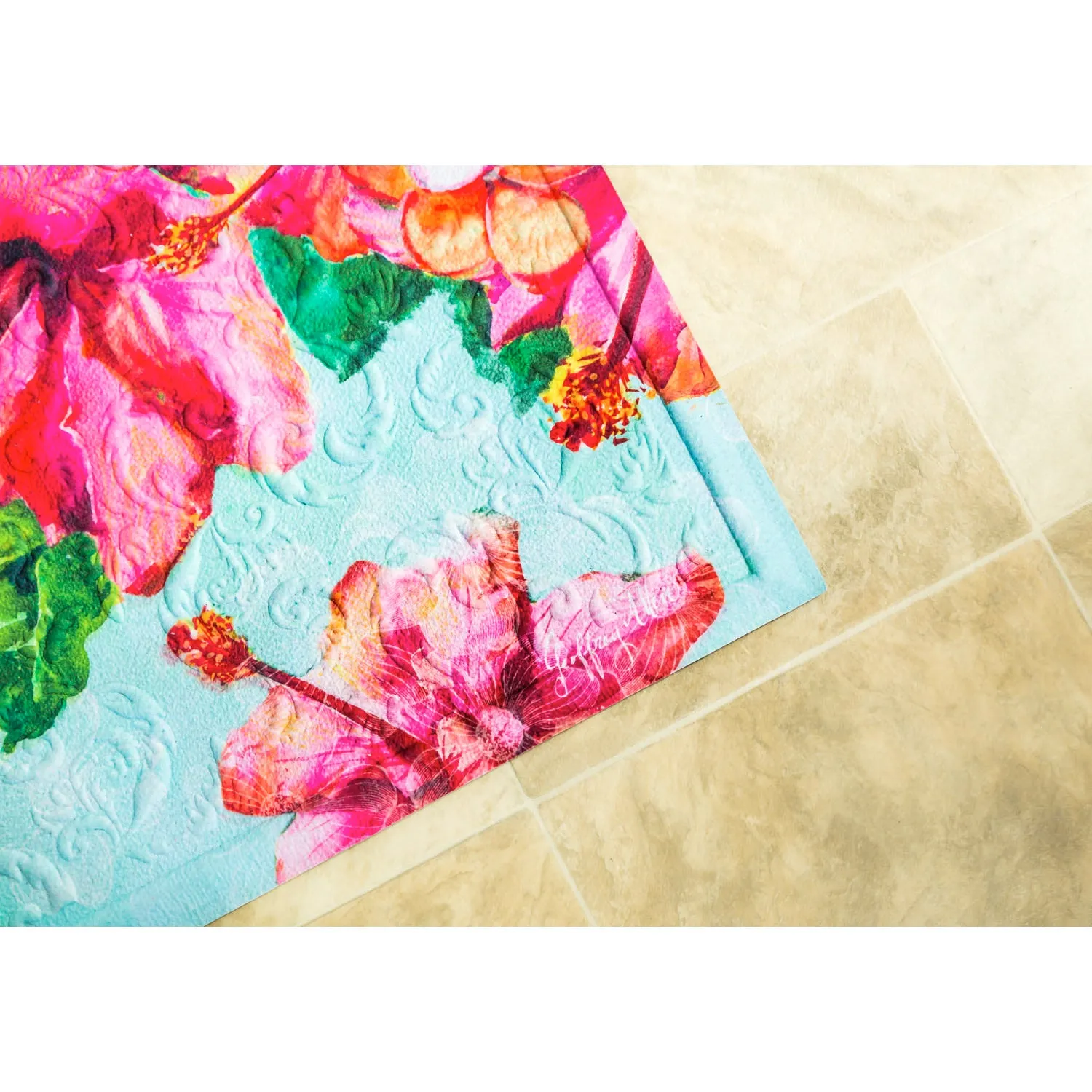 Hummingbird and Hibiscus Embossed Floor Mat,41em2462