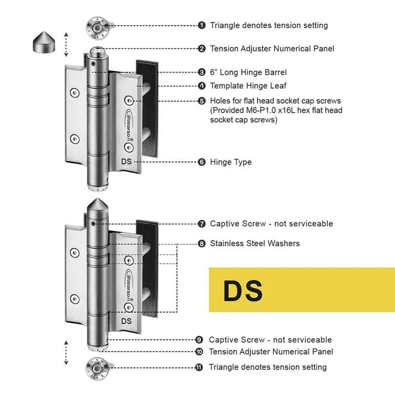 Hydraulic Gate Hinges | Soft Closing | 6ft | SS304 | K51P-B2 | 2 Pack