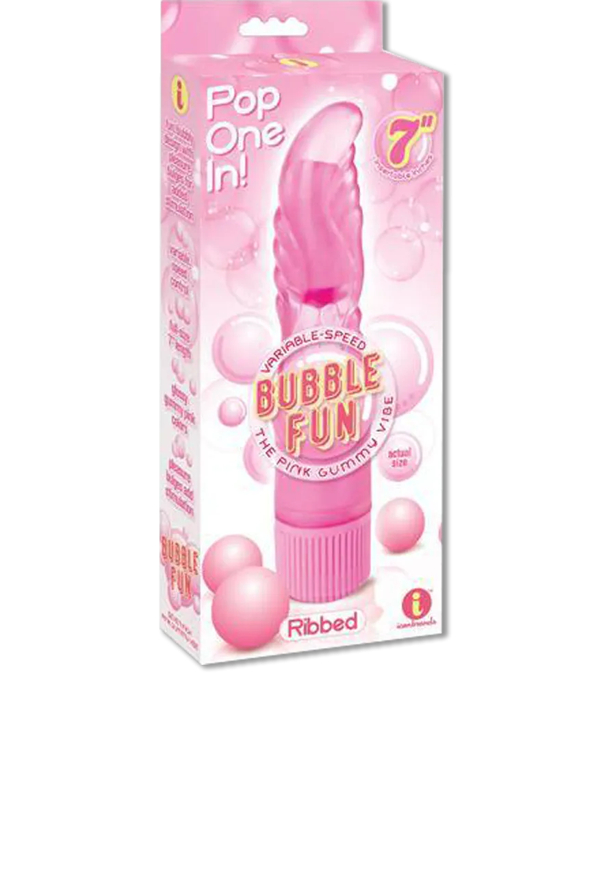 Icon Brands - The 9's - Ribbed Bubble Fun Gummy Vibrator Pink