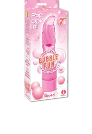 Icon Brands - The 9's - Ribbed Bubble Fun Gummy Vibrator Pink