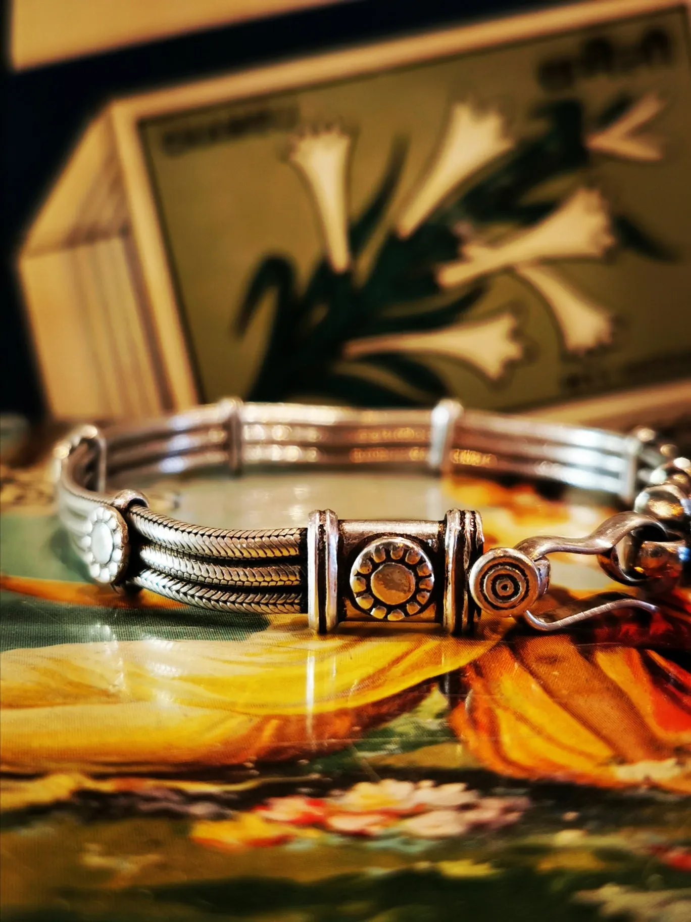 Indian decorative link and snake bracelet