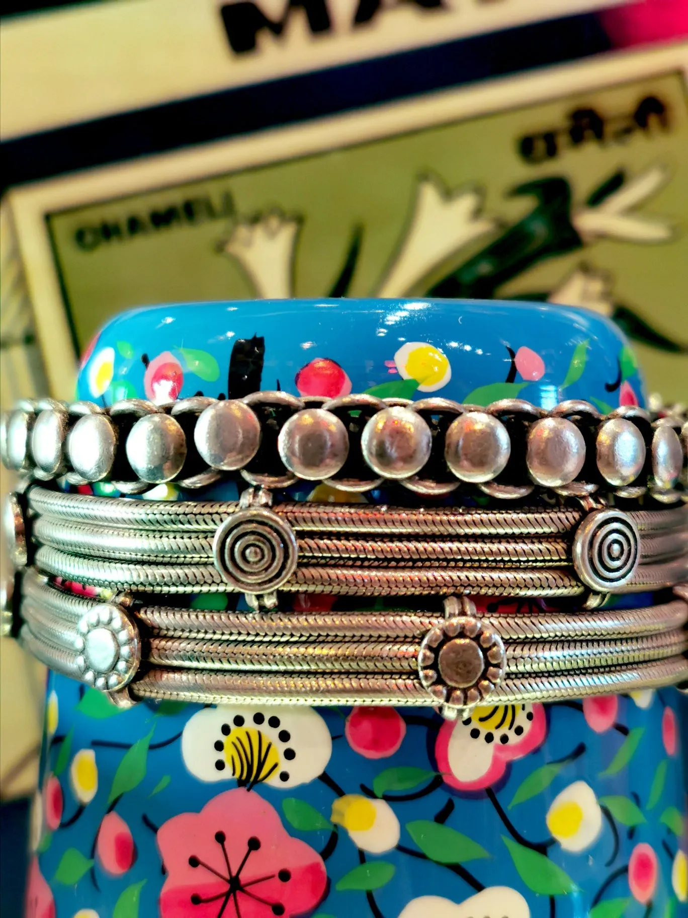 Indian decorative link and snake bracelet