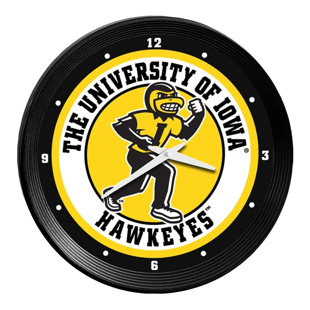 Iowa Hawkeyes: Herky - Ribbed Frame Wall Clock