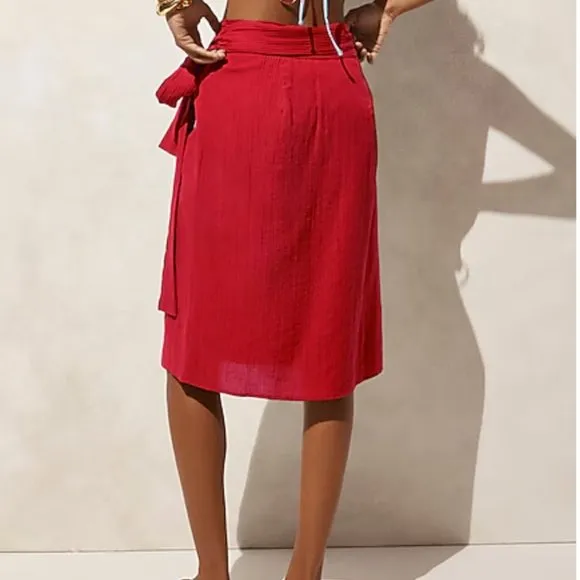 J. Crew CH453 Airy gauze side-tie sarong Berry Sangria NWt size XXS