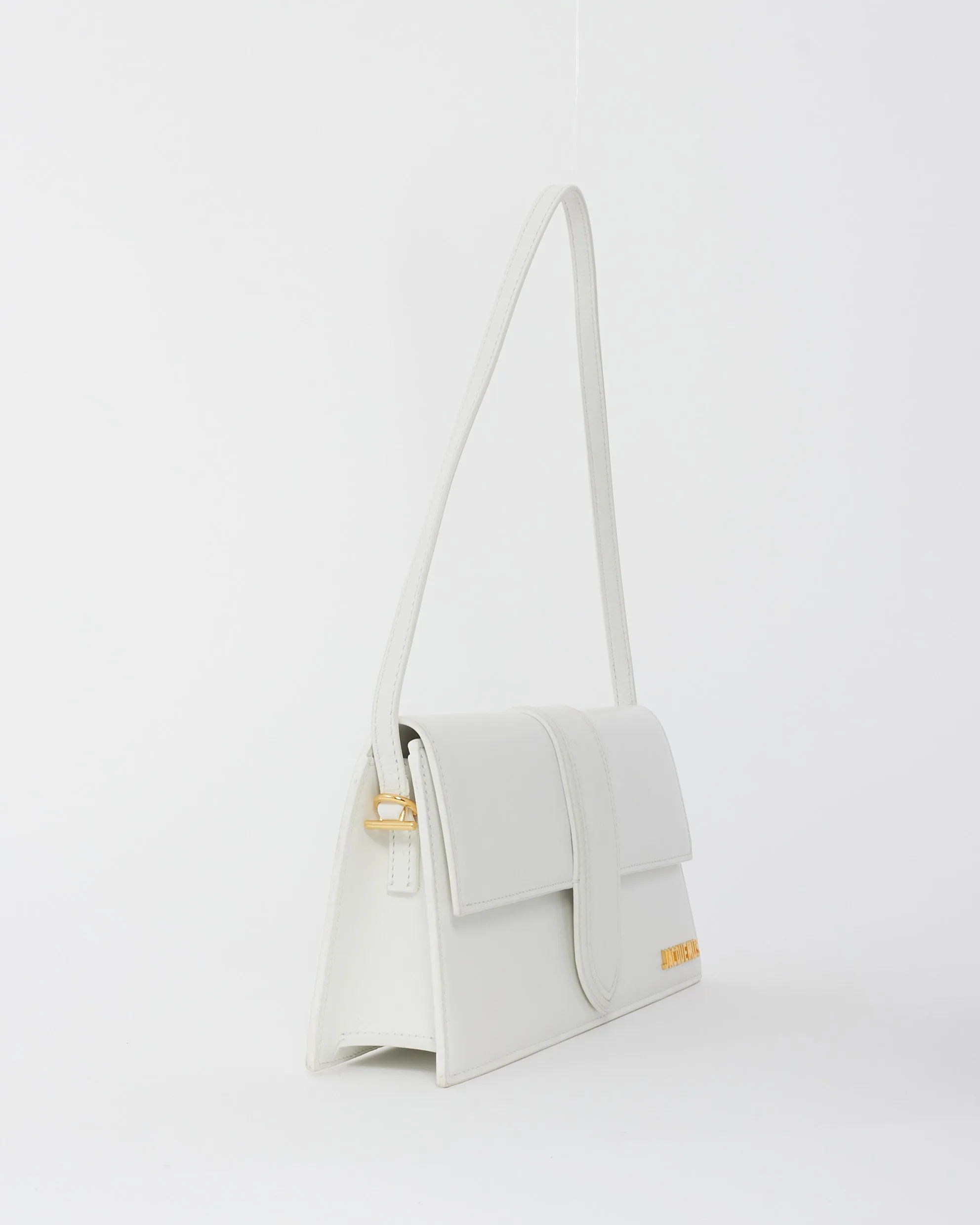 Jacquemus White Leather 'Le Bambino Long' Shoulder Bag