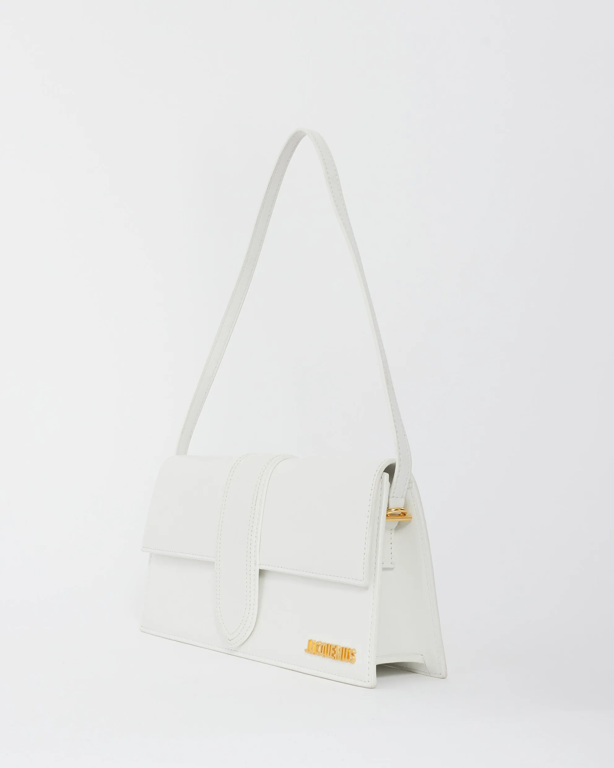 Jacquemus White Leather 'Le Bambino Long' Shoulder Bag