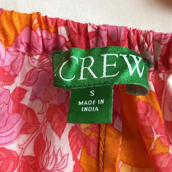 J.Crew Babydoll Plunge-neck beach dress in pink limone Floral print NEW SZ S