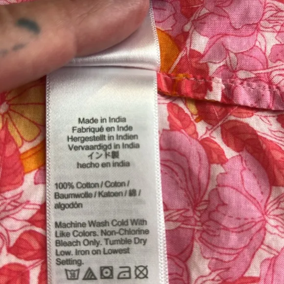 J.Crew Babydoll Plunge-neck beach dress in pink limone Floral print NEW SZ S