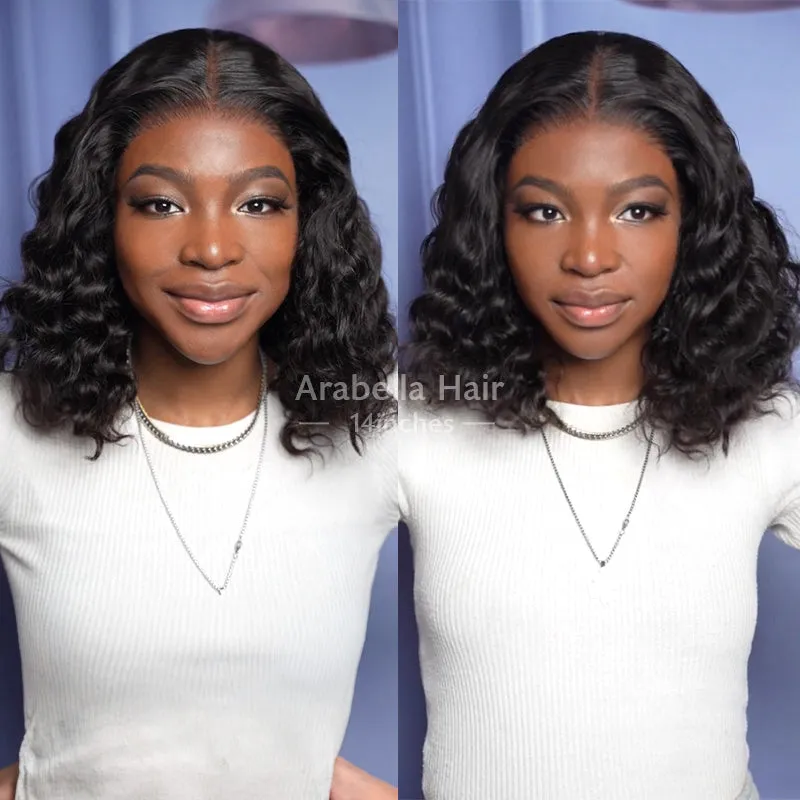 Jerry Curly Double Drawn Short Bob 6-inch Deep Lace Front Human Hair Wigs