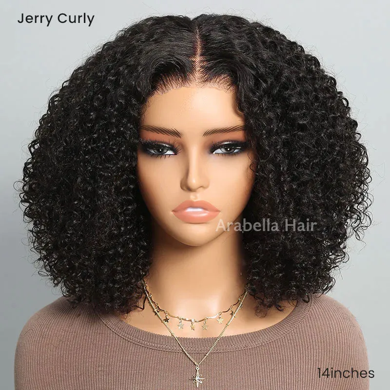 Jerry Curly Double Drawn Short Bob 6-inch Deep Lace Front Human Hair Wigs
