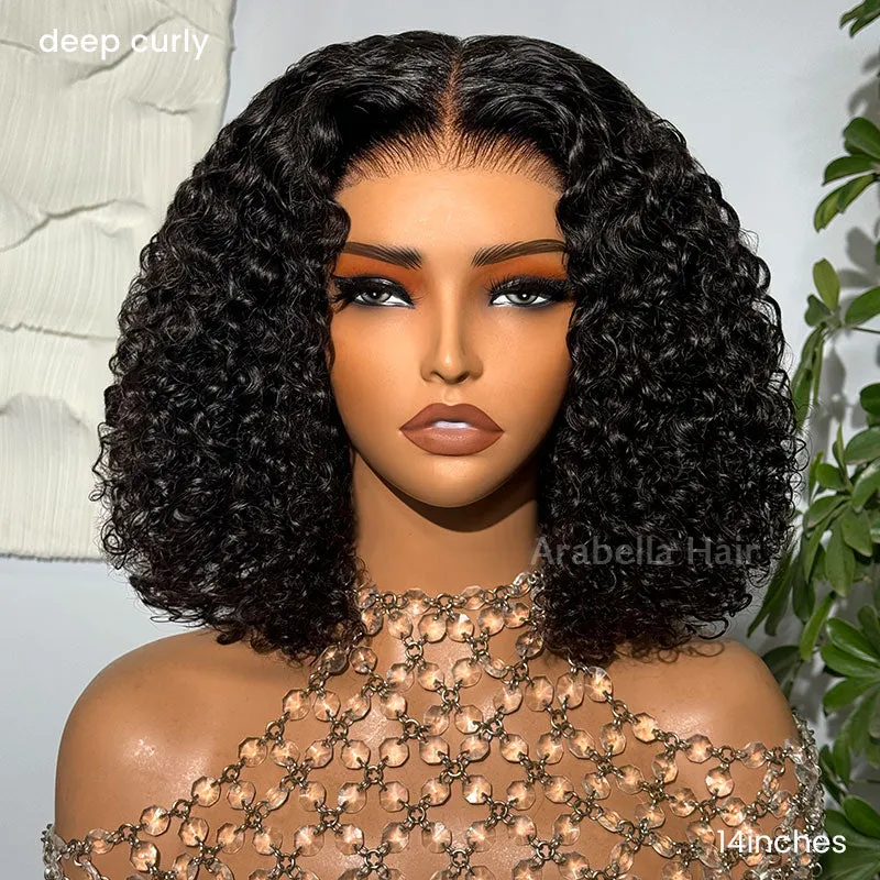 Jerry Curly Double Drawn Short Bob 6-inch Deep Lace Front Human Hair Wigs