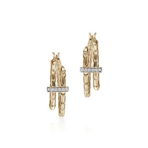 John Hardy Spear Hoop Earrings with Diamonds in 14K Yellow Gold