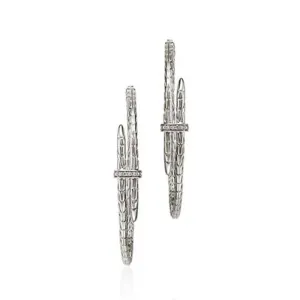 John Hardy Spear Hoop Earrings with Diamonds in Sterling Silver