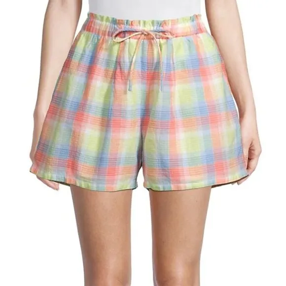 Johnny Was 'Delacey' Plaid Cotton Paperbag Shorts, Multicolor