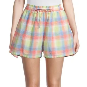Johnny Was 'Delacey' Plaid Cotton Paperbag Shorts, Multicolor