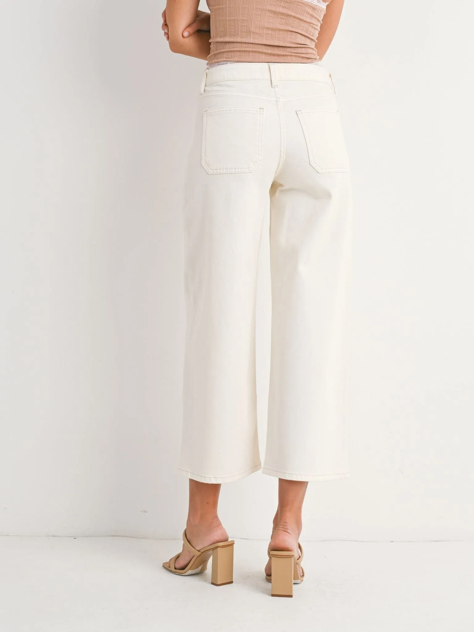 Just Black Off White High Rise Cropped Wide Leg