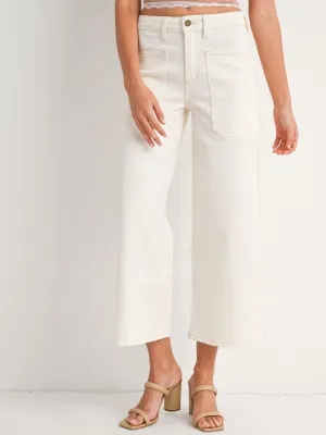 Just Black Off White High Rise Cropped Wide Leg