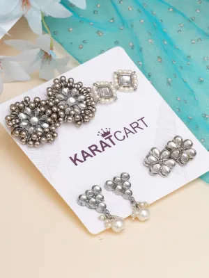 Karatcart Set of 4 Handcrafted Kundan Earrings Combo for Women