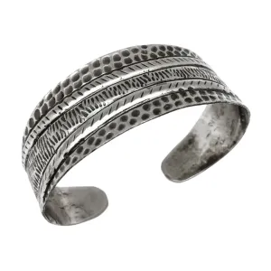Kashi Diagonal Stripe Embossed Metal Cuff Bracelet