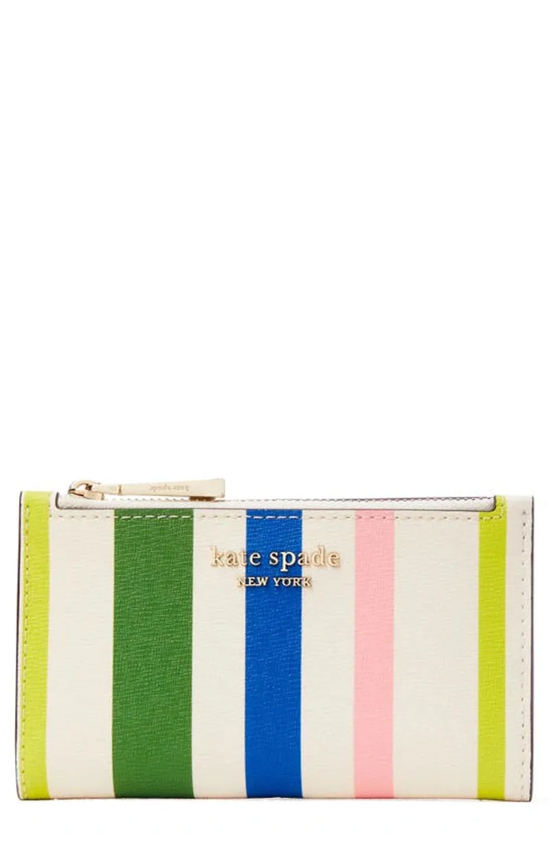 KATE SPADE BRADLEY BREEZY STRIPE LEATHER BI-FOLD WALLET