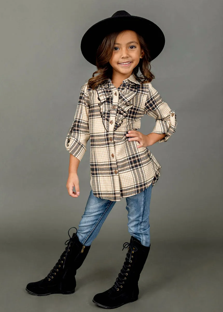 Kendall Top in Neutral Plaid