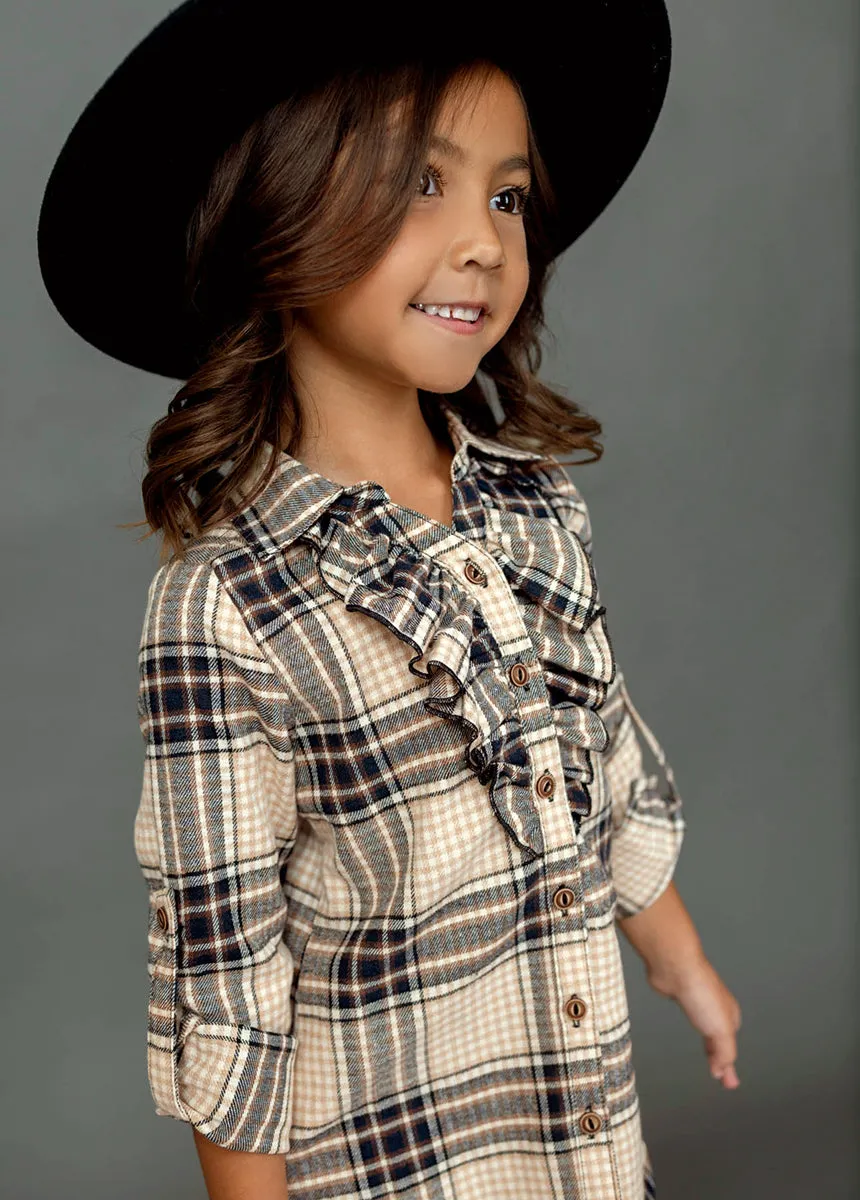 Kendall Top in Neutral Plaid