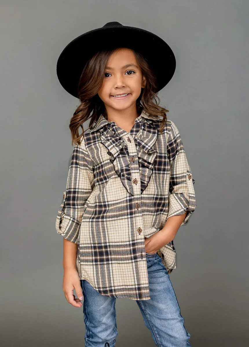 Kendall Top in Neutral Plaid