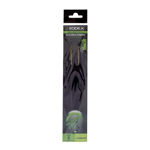KODEX Fluorocarbon Stiff Rigs - Barbless (2pc pkt)
