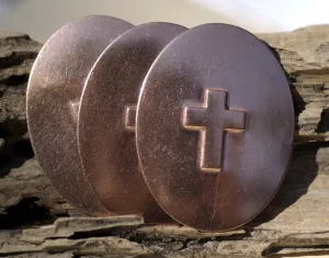 Large ovals with Cross Embossed on metal blanks