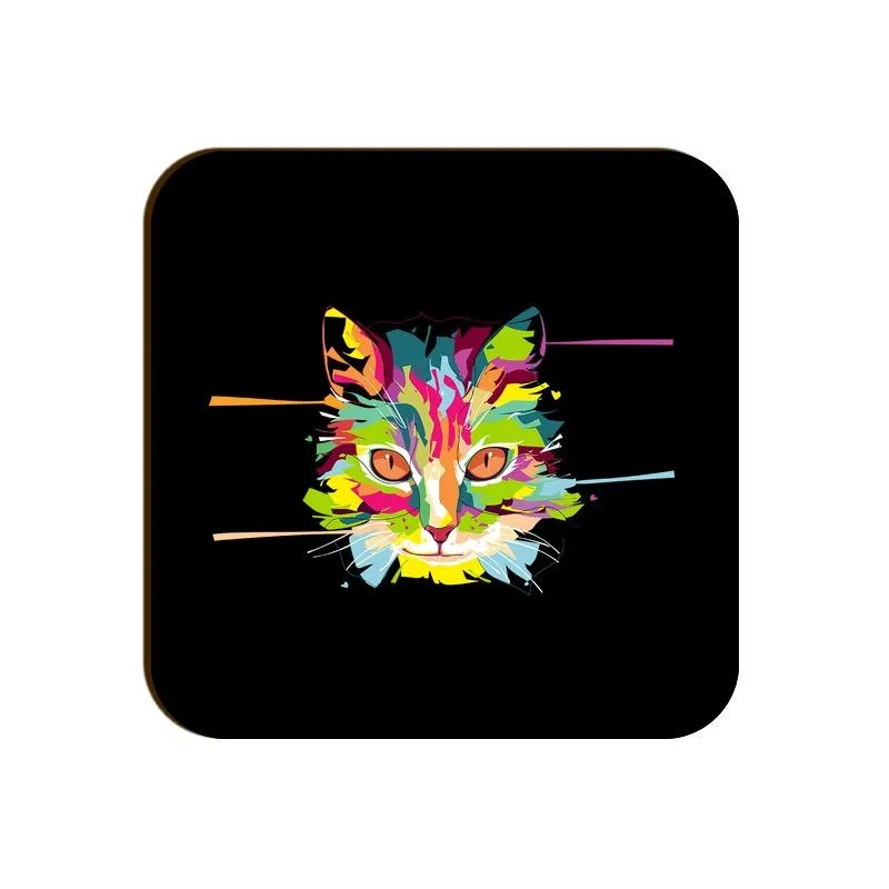 Laser Sharp Cat Square Coaster