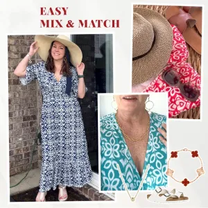 🔥Last Day Special Price ￡15.99🌸Bohemian Casual Print V-neck Waist Wrap Long Dress