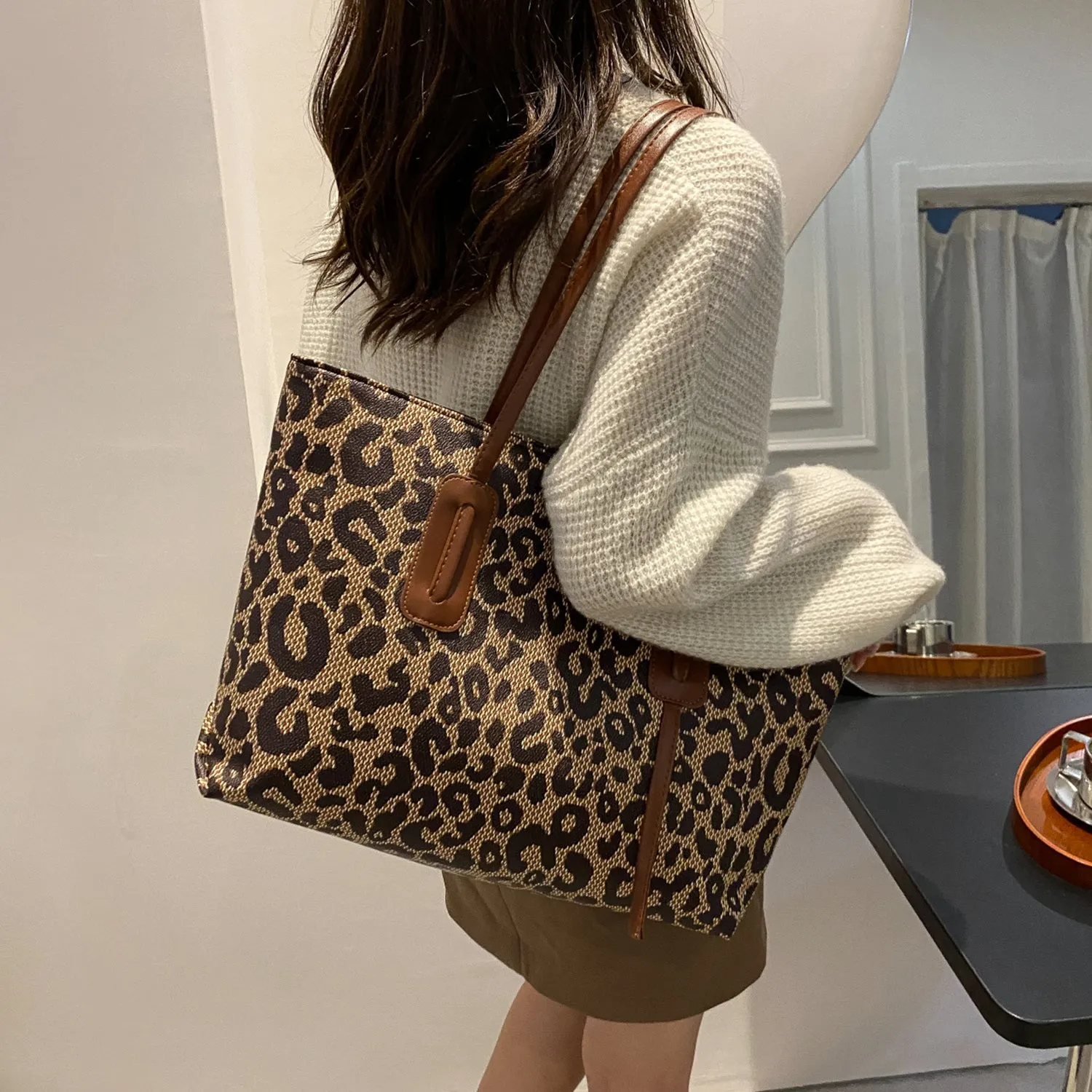 Leopard Lover Leather Leopard Tote Bag