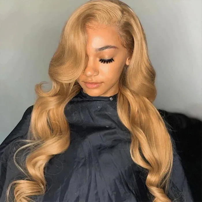 Light Brown Colored Body Wave 13x4 Lace Front Human Hair Wigs Free Part