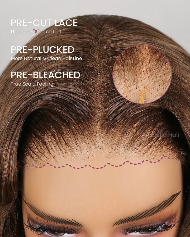 【Limited Design】#4 Drak Brown 6-inch Deep Lace Double Drawn Wavy Style Pre-Cut Glueless Lace Human Hair Wigs