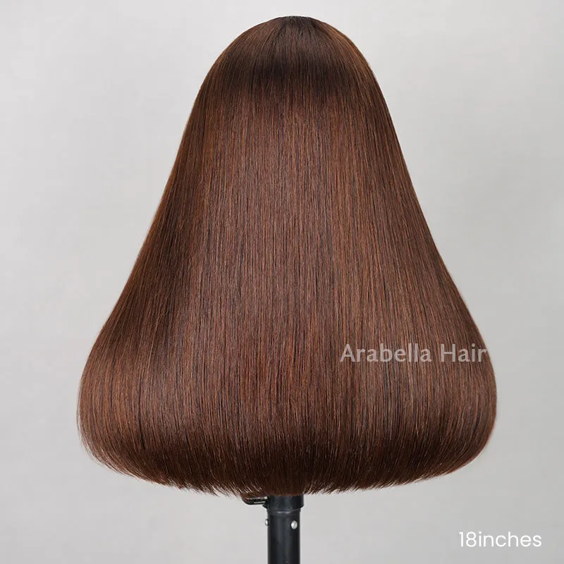 【Limited Design】Dark Brown Colored Straight Glueless 6x5 Pre-Cut Lace Human Hair Wigs