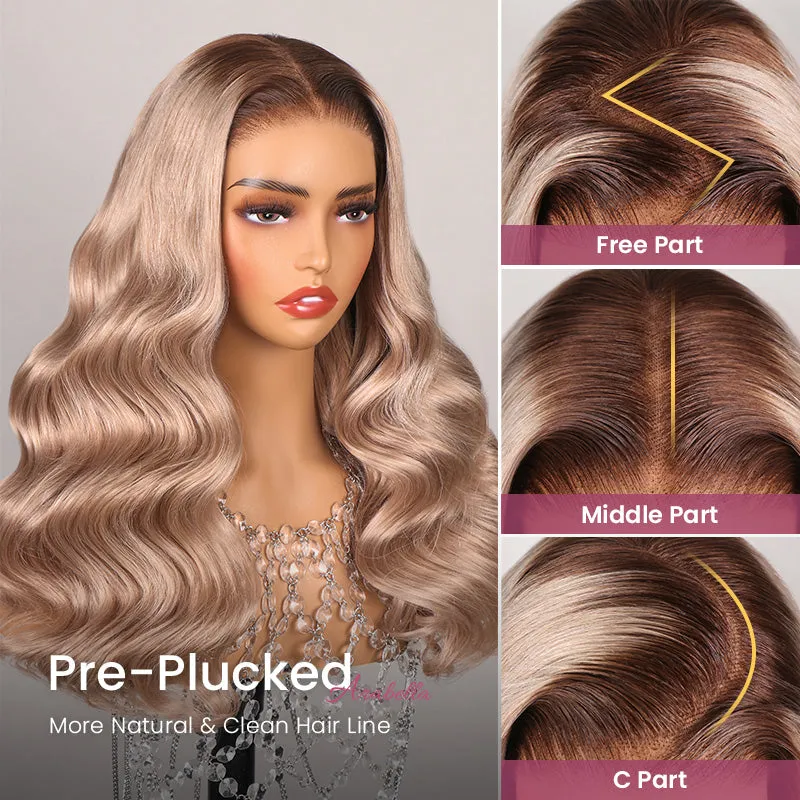 【Limited Design】Highlight Blonde #20 Colored Ombre Ash Blonde Easy-Wear Glueless 6x5 Pre-Cut Lace Wig With Bleached Knots Human Hair Wigs