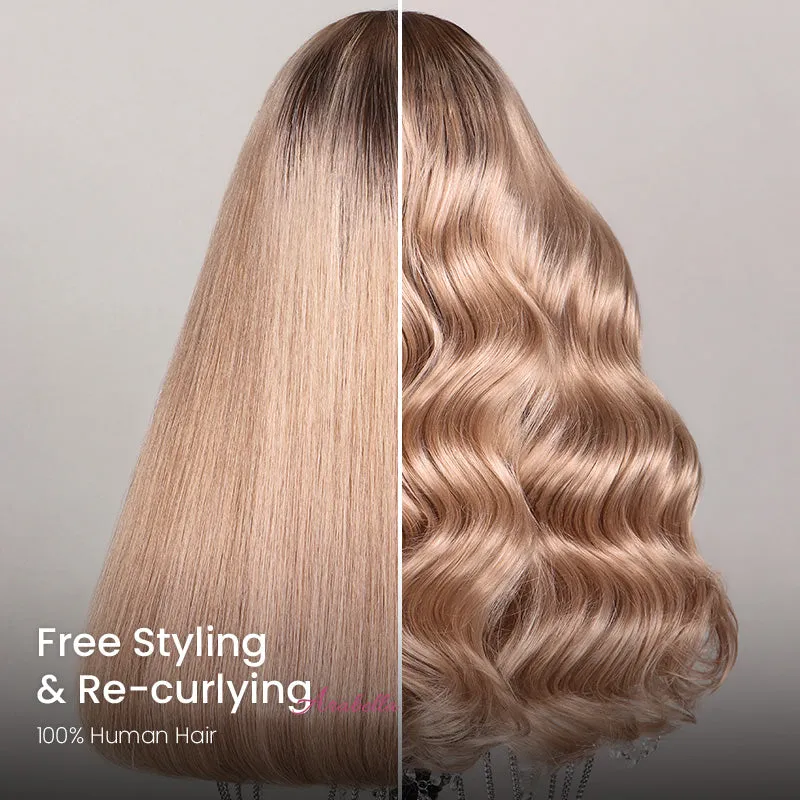 【Limited Design】Highlight Blonde #20 Colored Ombre Ash Blonde Easy-Wear Glueless 6x5 Pre-Cut Lace Wig With Bleached Knots Human Hair Wigs