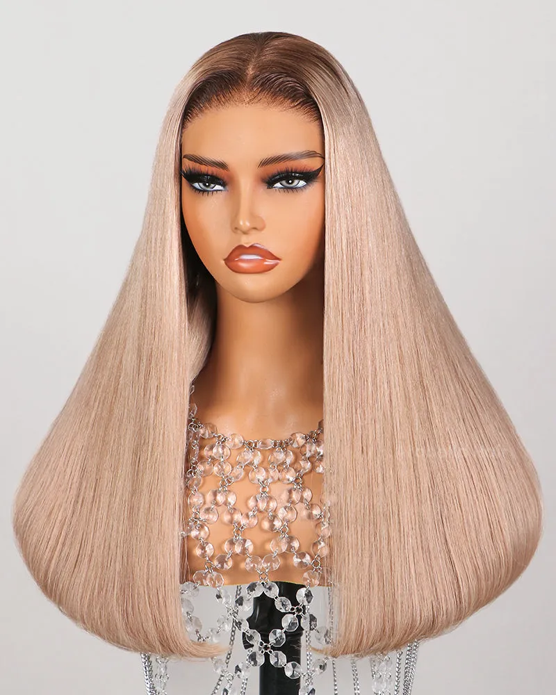 【Limited Design】Highlight Blonde #20 Colored Ombre Ash Blonde Easy-Wear Glueless 6x5 Pre-Cut Lace Wig With Bleached Knots Human Hair Wigs