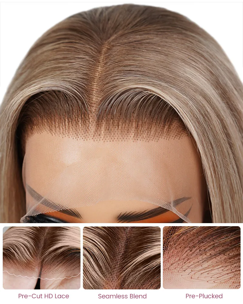 【Limited Design】Highlight Blonde #20 Colored Ombre Ash Blonde Easy-Wear Glueless 6x5 Pre-Cut Lace Wig With Bleached Knots Human Hair Wigs