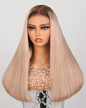 【Limited Design】Highlight Blonde #20 Colored Ombre Ash Blonde Easy-Wear Glueless 6x5 Pre-Cut Lace Wig With Bleached Knots Human Hair Wigs