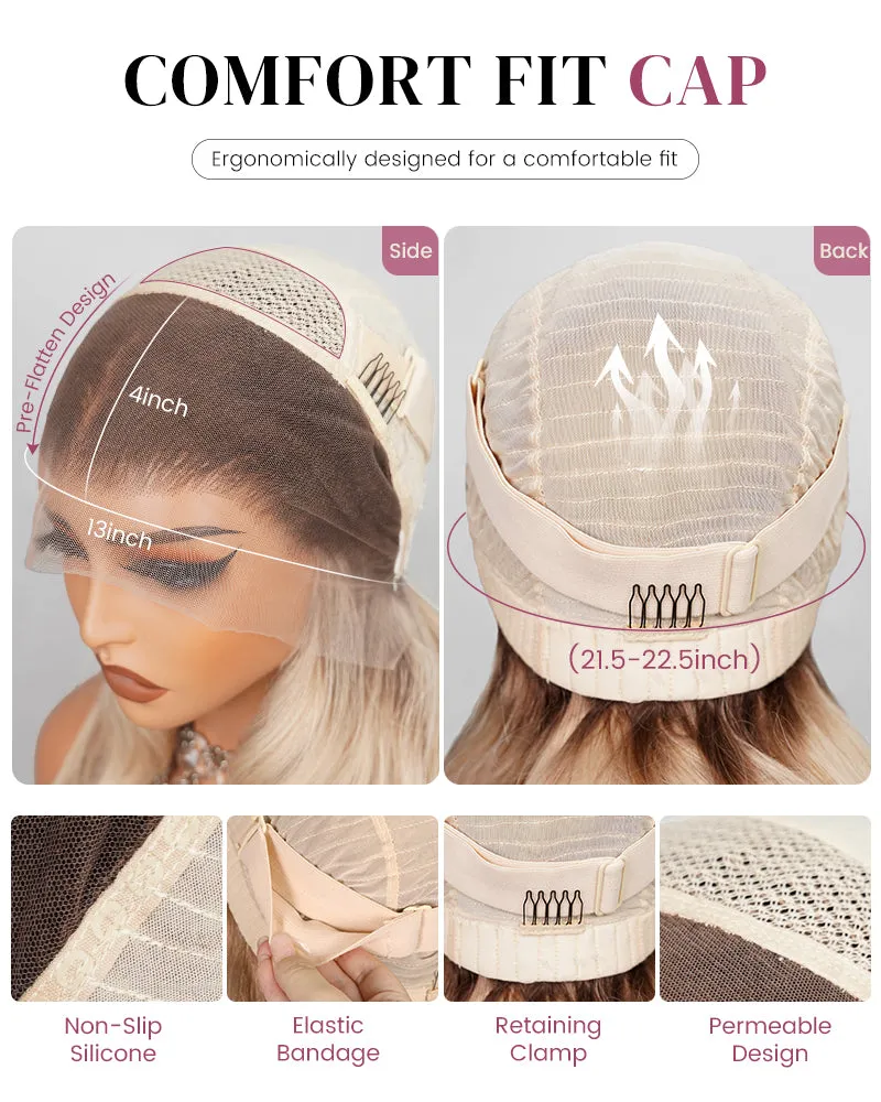 【Limited Design】Highlight Blonde #20 Colored Ombre Ash Blonde Easy-Wear Glueless 6x5 Pre-Cut Lace Wig With Bleached Knots Human Hair Wigs