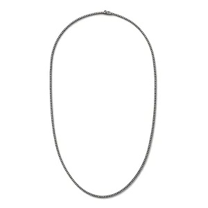 Line Necklace in 18K Blackened White Gold with White Diamonds