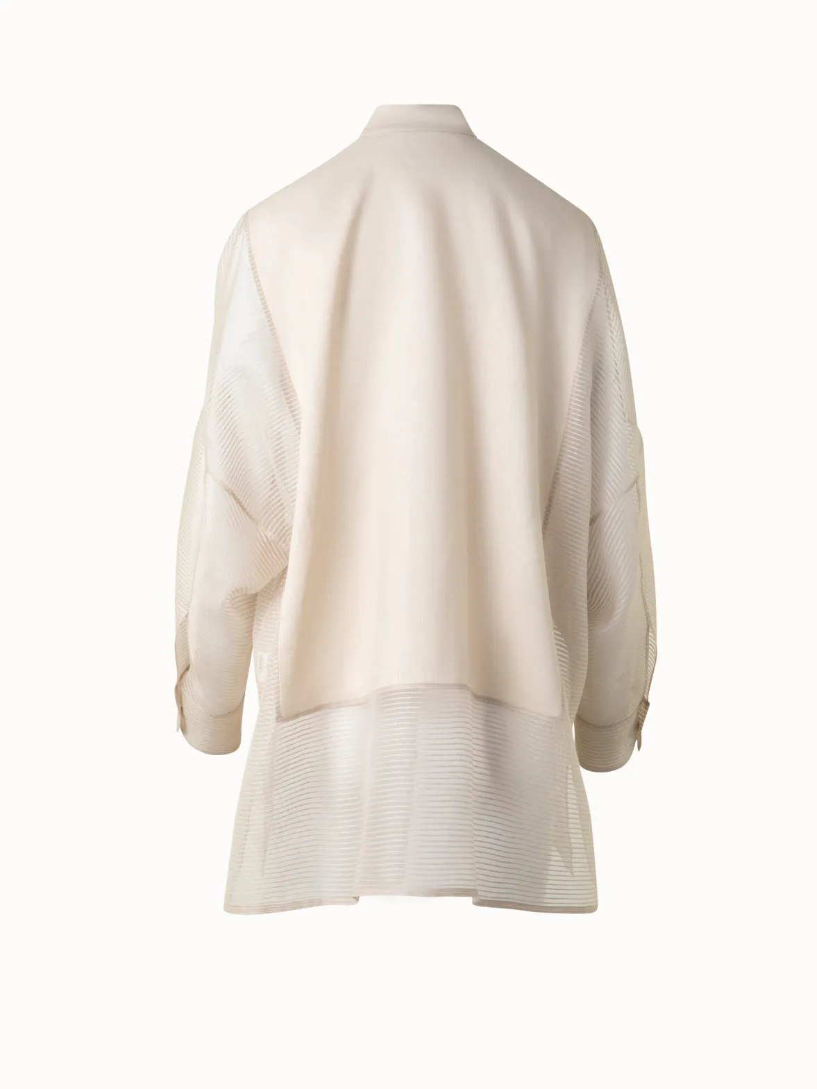 Linen Tunic Blouse with Striped Organza