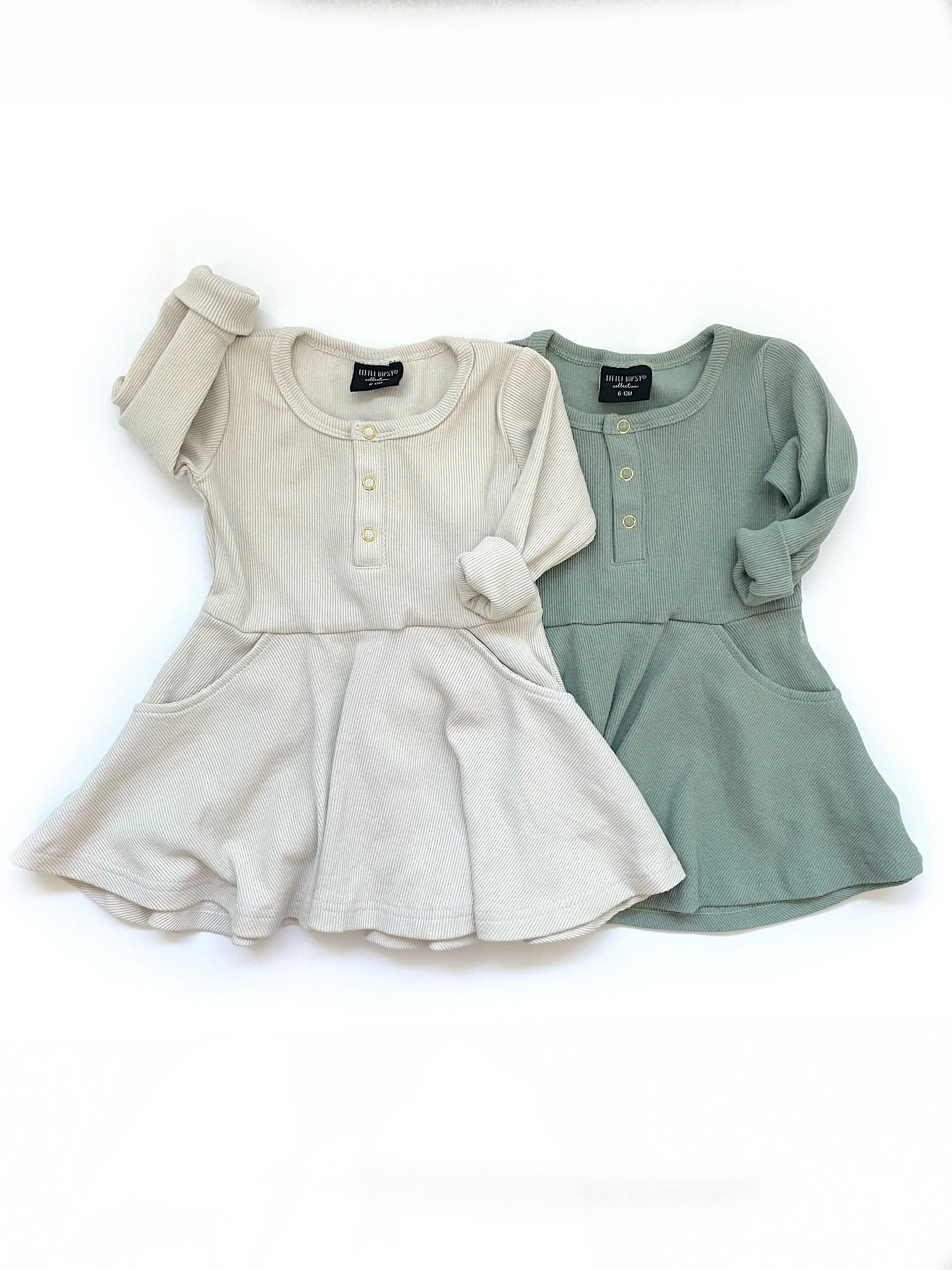Little Bipsy Fern Ribbed L/S Dress