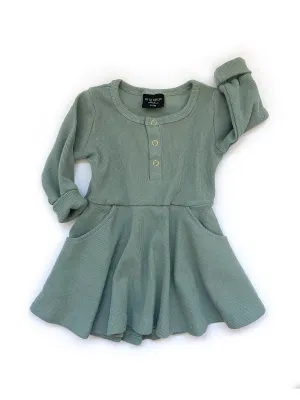 Little Bipsy Fern Ribbed L/S Dress